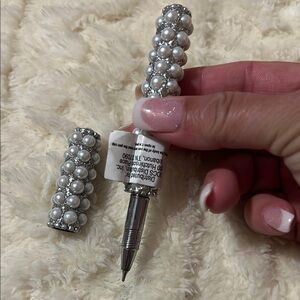 Pearl and Silver Beaded Pen Set